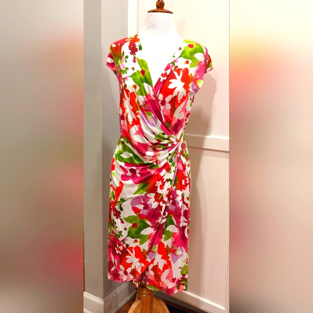 Tommy Bahama Floral Faux Wrap Dress, Size S/P
